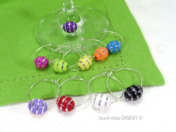 glasmarkierer-bunte Acrylperlen, Weinglas